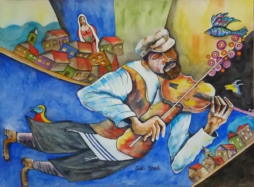Guri Stark painting 1 A painting of Fiddler on the Roofs by Guri Stark.