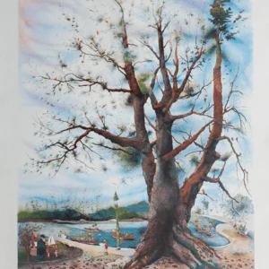 In the Park by Seymour Rosenthal is a lithograph of a giant tree shedding its leaves in a park.
