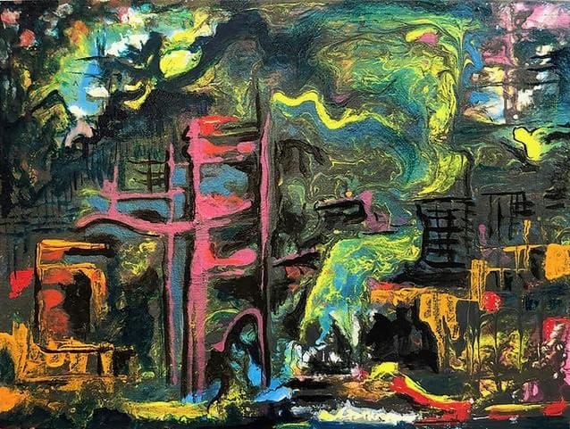 Melting City by Miriam Libhaber Artwork with city landscape melting down. Miriam Libhaber Painting - Melting City