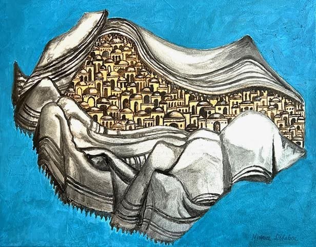 Jerusalem by Miriam Libhaber A depiction of buildings in city covered. Miriam Libhaber Painting - Jerusalem