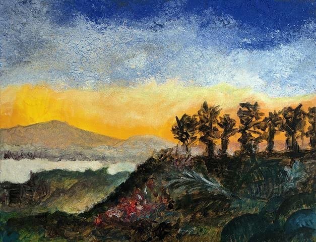 From Norcroft by Miriam Libhaber A artwork of an scenery with mountains and trees. Miriam Libhaber Painting - From Norcroft