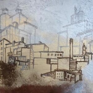 An artwork by Miriam Libhaber: Getting There, with city outline