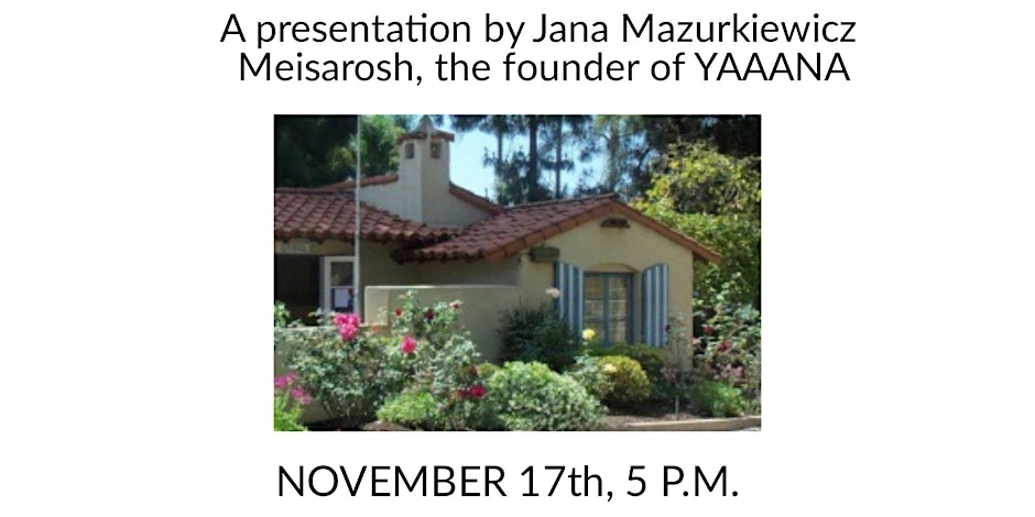 what is the yiddishist movement 2019 A poster advertising a past event from 2019, wat is the yiddishist movement, a presentation by Jana Mazurkiewicz Meisarosh, the founder of YAAANA, November 17th, 5 p.m.