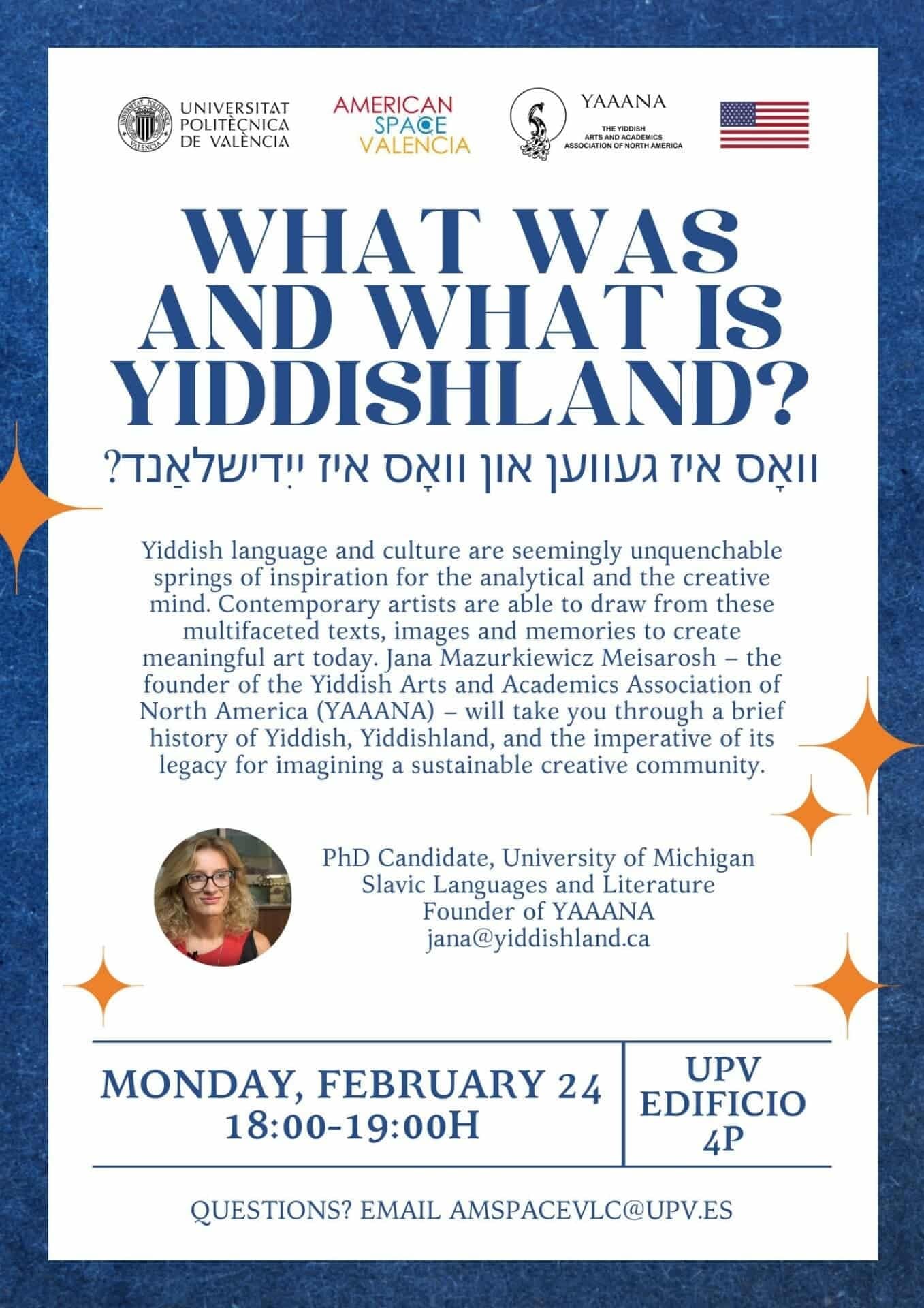 ASV Event poster for Yiddishland talk with Jana Mazurkiewicz Meisarosh.