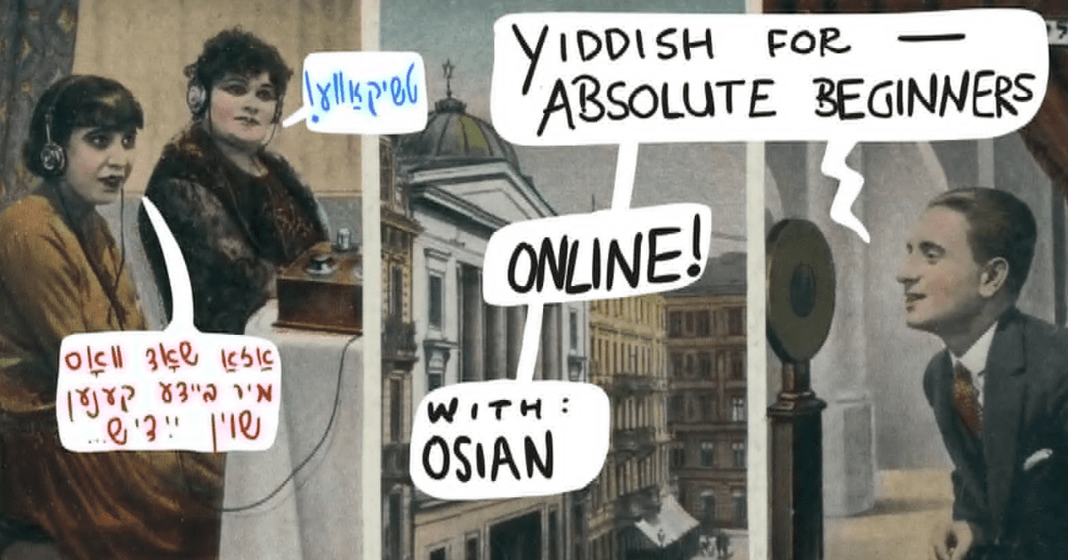 Presenter discussing student interests and sharing details about the Yiddish for Absolute Beginners online course